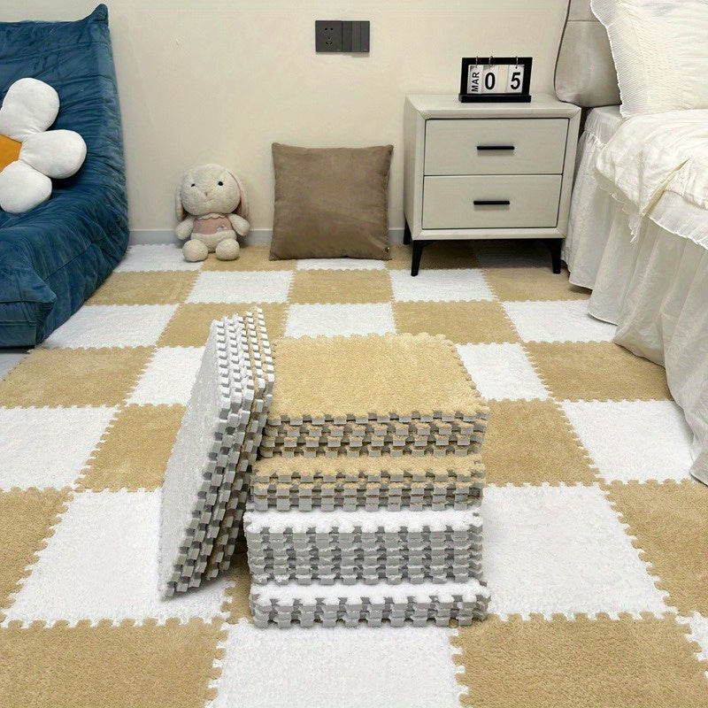 Set of 12 Non-Slip Foam Interlocking Floor Mats for Play and Education