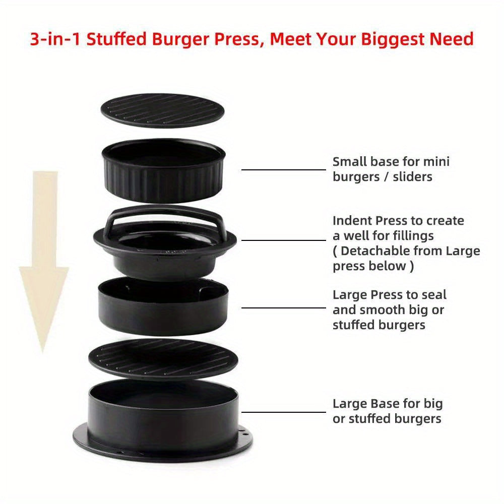 Food-Grade ABS Hamburger Press Non-Stick Meat Patty Maker with Oilpaper Liners