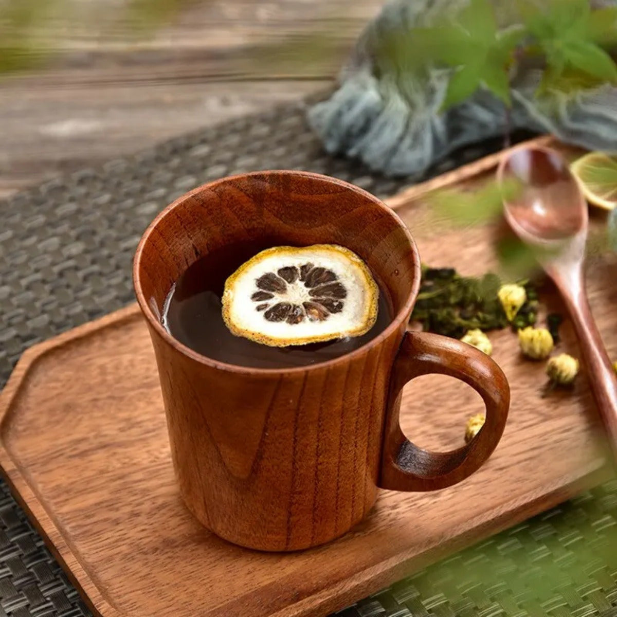 Japanese-Style Wooden Mug Heat-Resistant Tea Coffee Beer Drinkware