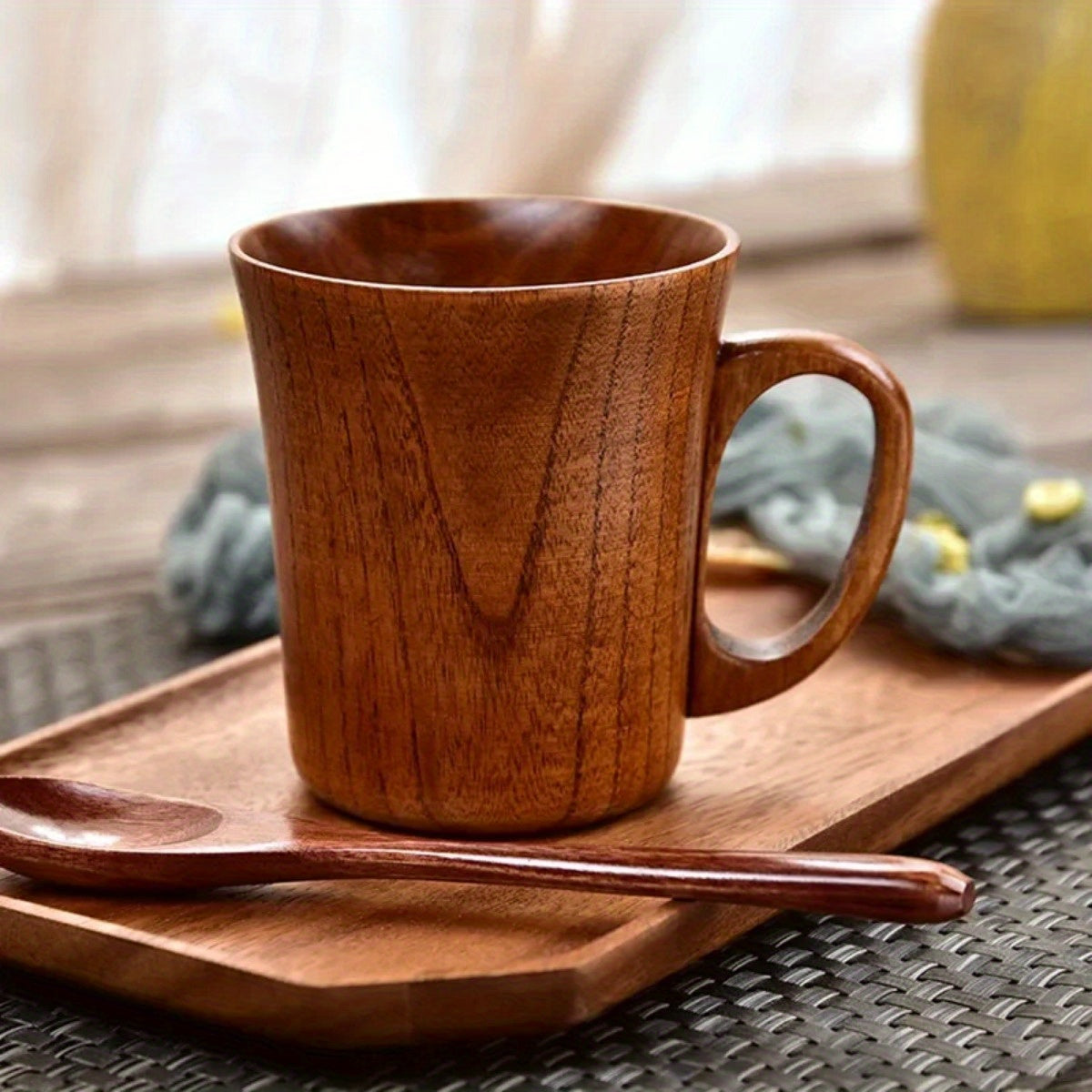 Japanese-Style Wooden Mug Heat-Resistant Tea Coffee Beer Drinkware
