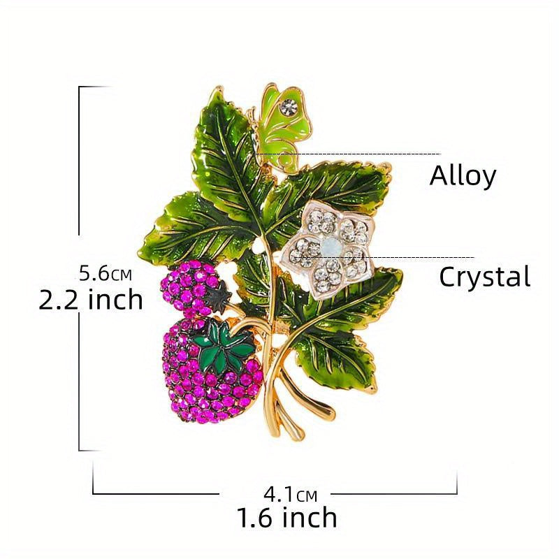 Zarif Vintage-ilhomlangan Rhinestone Brosh, porloq Kristal Berrylar bilan, ayollar va erkaklar uchun mos keladigan hashamatli gullar pinlari - Suv olmoslaridan tayyorlangan qotishmadan.
