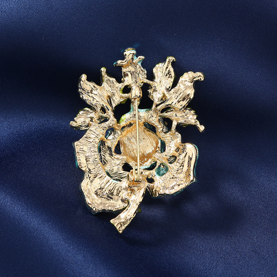 Women's Winter Coat Pin Brooch Rhinestone Big Rose Retro Jewelry