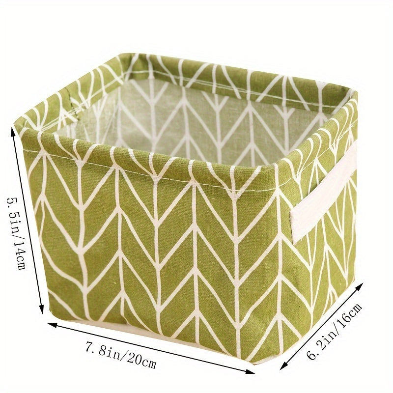 Fabric Storage Basket with Handle for Sundries Cosmetics Books and Stationery Foldable