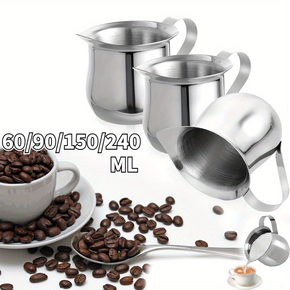 Set of Stainless Steel Milk Frothing Pitchers 4 Sizes for Espresso Steaming and Latte Art