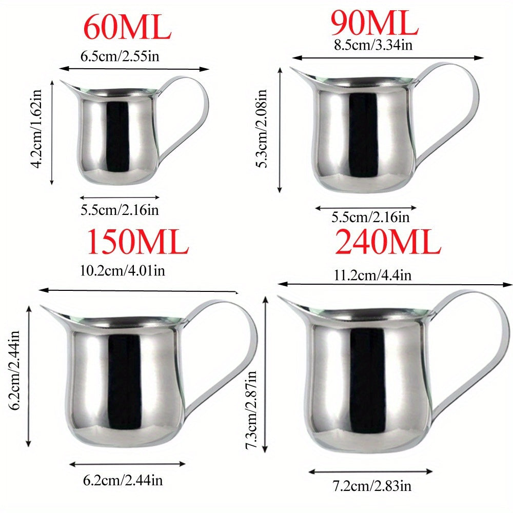 Set of Stainless Steel Milk Frothing Pitchers 4 Sizes for Espresso Steaming and Latte Art