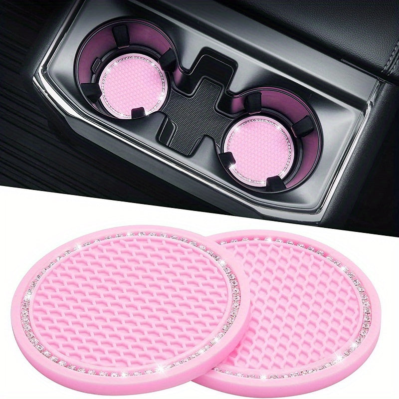 2pcs Car Water Cup Cushion Anti Slip Grid Beehive Cross Border Storage
