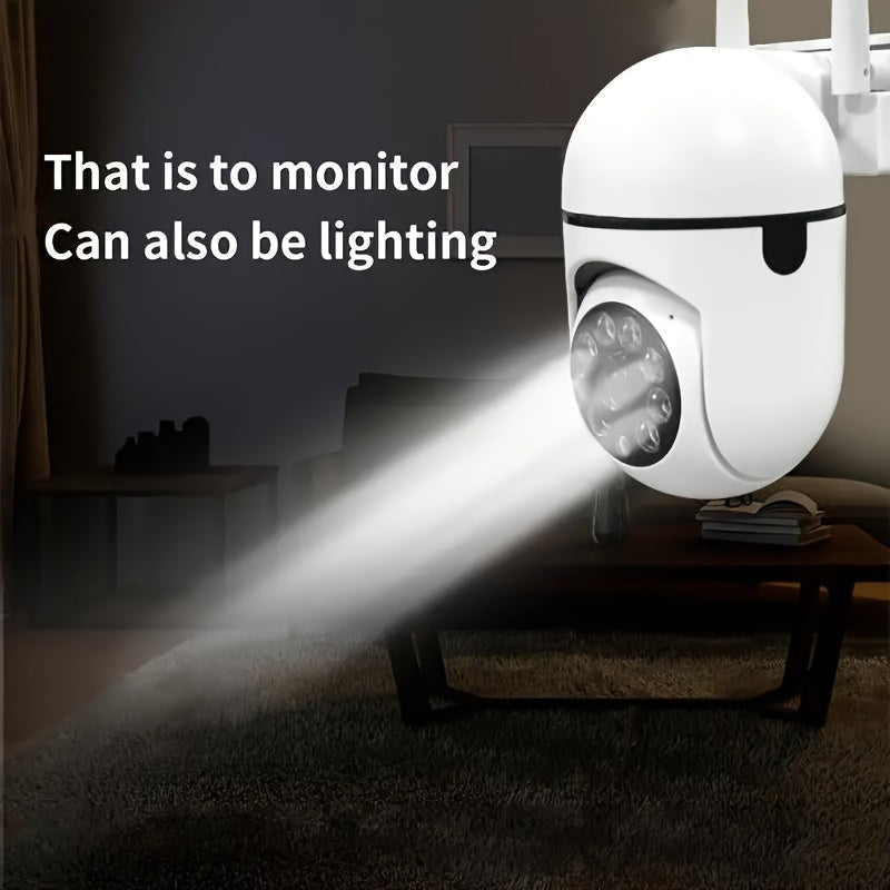 Cámara de seguridad inalámbrica HD 1080P con visión nocturna, audio bidireccional, PTZ y seguimiento de movimiento