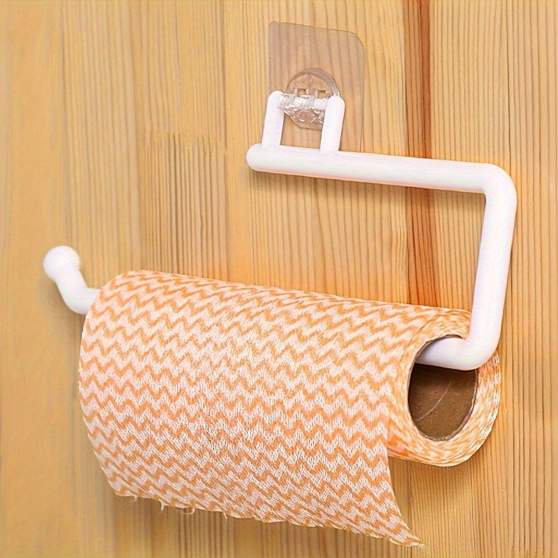 Wall-Mounted Gray Paper Towel Holder No-Drill Traceless Kitchen Bathroom Organizer