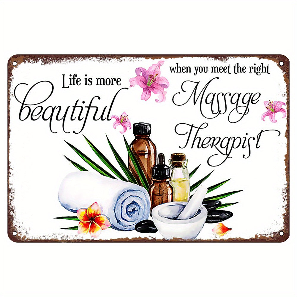 Retro Metal Sign for Massage Therapy Studios and Spas Decorative Wall Art Gift for Massage Enthusiasts