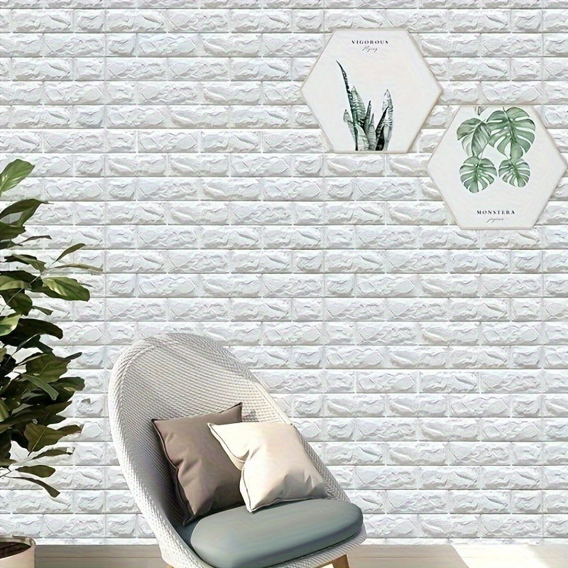 100-Pack Self-Adhesive 3D Wall Tile Stickers Waterproof Foam for Kitchen Bathroom Living Room Decor