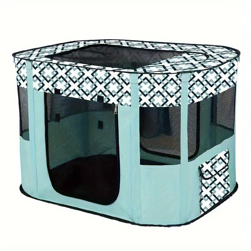 Large Portable Pet Playpen with Storage Bag Mesh Dog Kennel for Medium to Large Pets