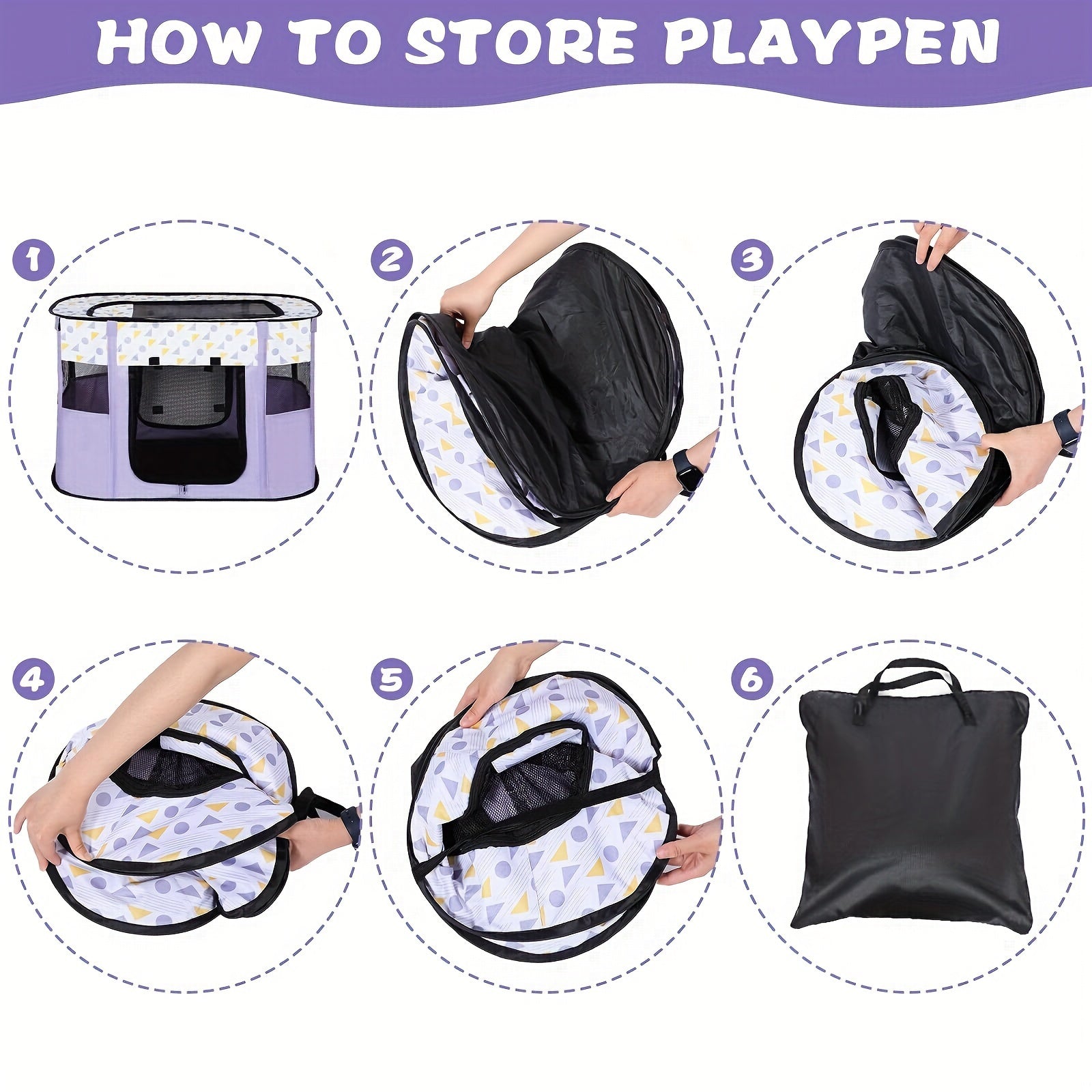 Large Portable Pet Playpen with Storage Bag Mesh Dog Kennel for Medium to Large Pets