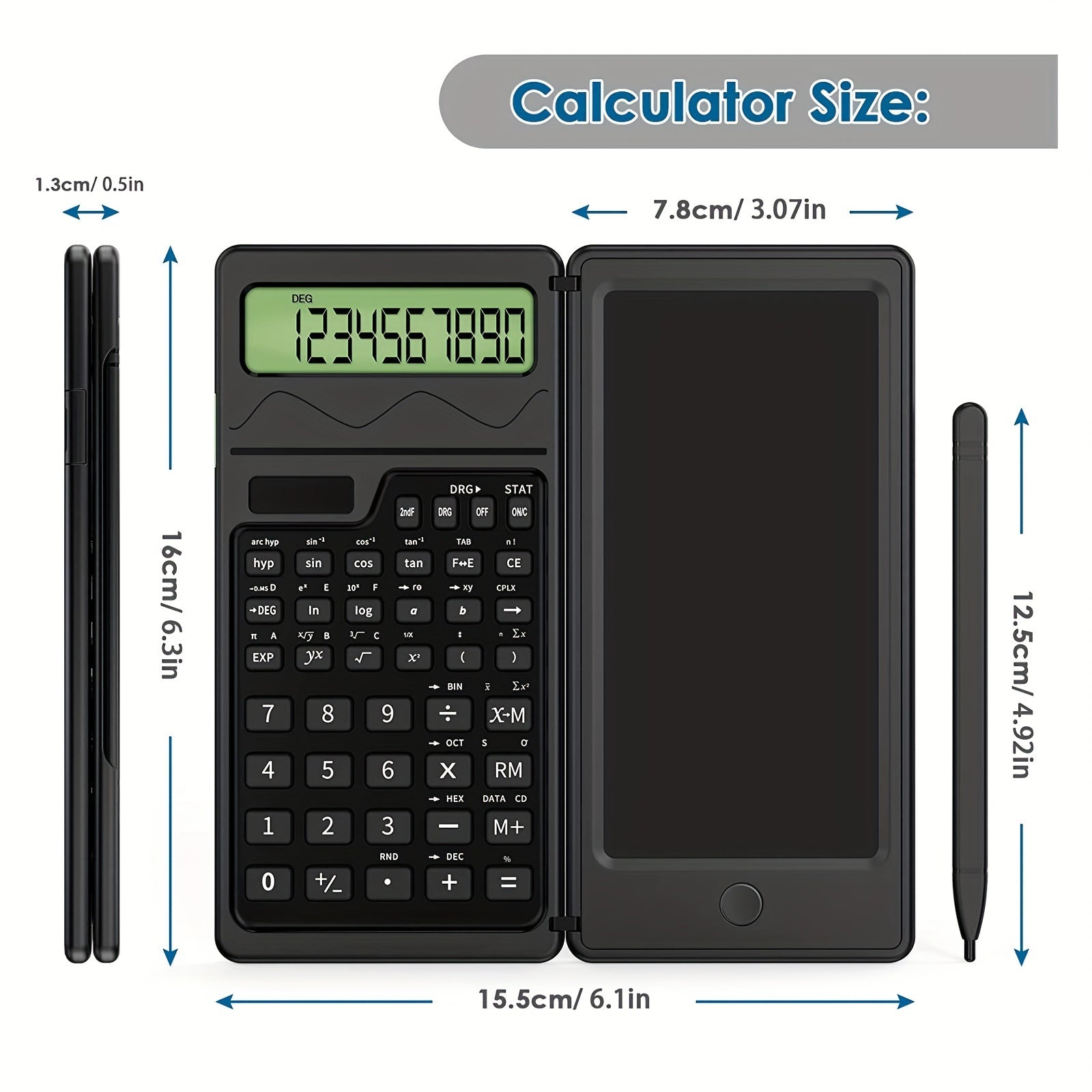 10-Digit LCD Display Folding Scientific Calculator with Handwriting Board Dual Power for Teachers and Engineers