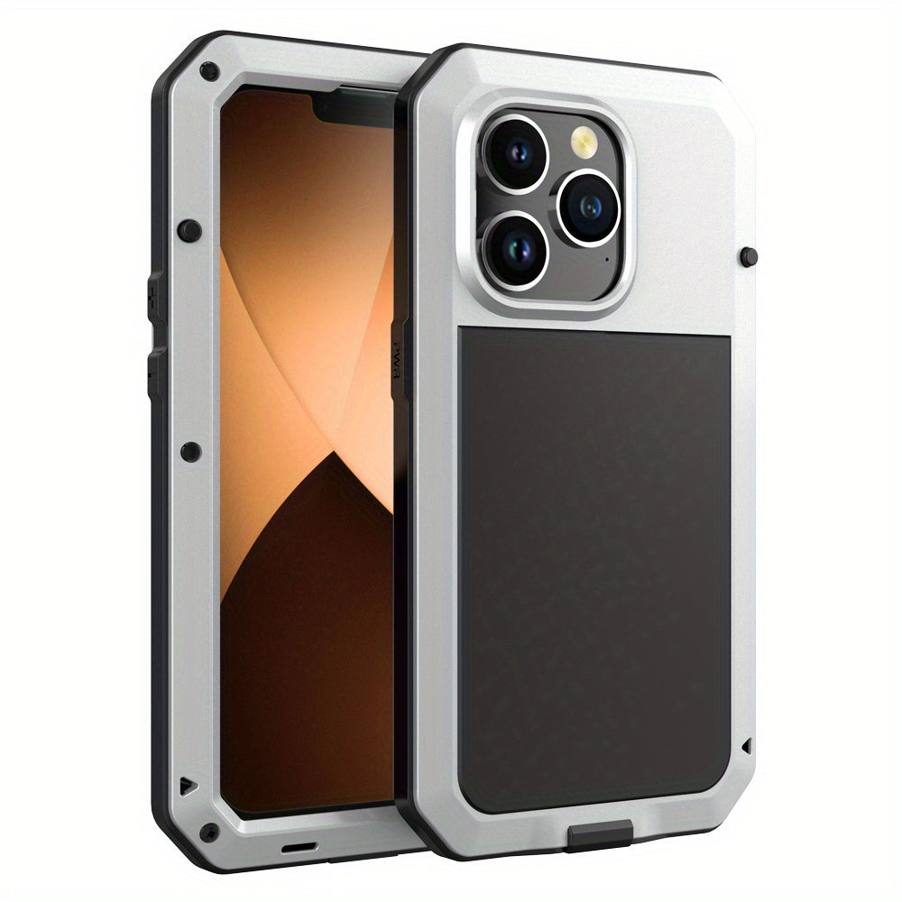 Прочный металлический чехол для телефона с встроенной защитой стеклянного экрана для моделей iPhone