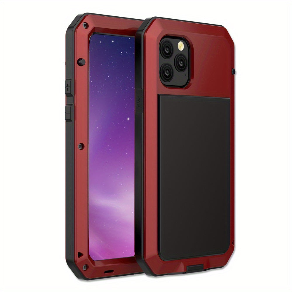 Прочный металлический чехол для телефона с встроенной защитой стеклянного экрана для моделей iPhone