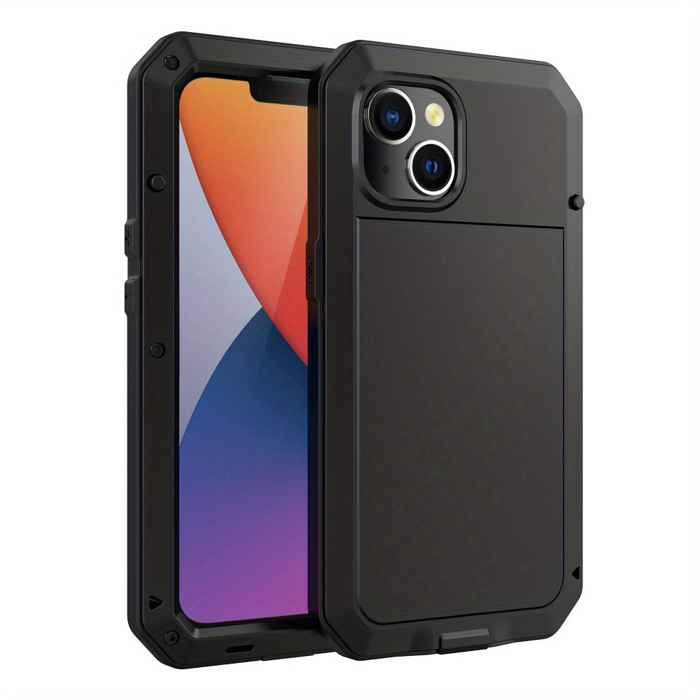 Прочный металлический чехол для телефона с встроенной защитой стеклянного экрана для моделей iPhone