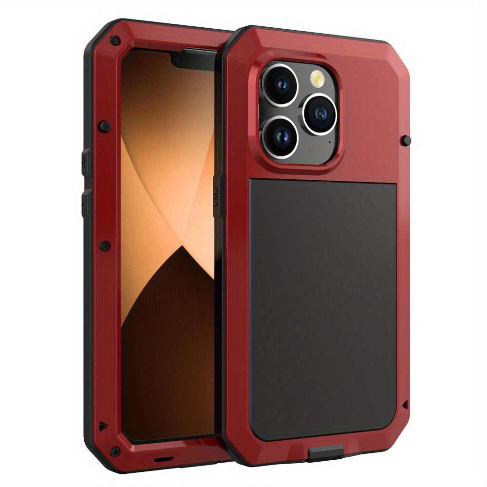 Прочный металлический чехол для телефона с встроенной защитой стеклянного экрана для моделей iPhone