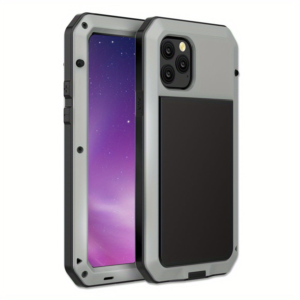 Прочный металлический чехол для телефона с встроенной защитой стеклянного экрана для моделей iPhone