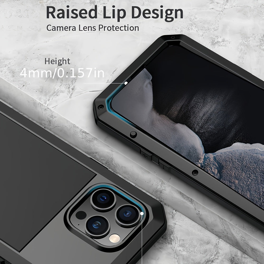 Прочный металлический чехол для телефона с встроенной защитой стеклянного экрана для моделей iPhone