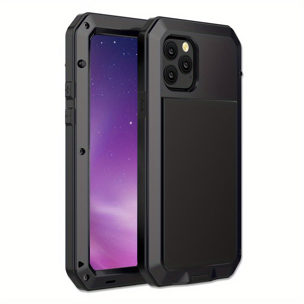 Прочный металлический чехол для телефона с встроенной защитой стеклянного экрана для моделей iPhone