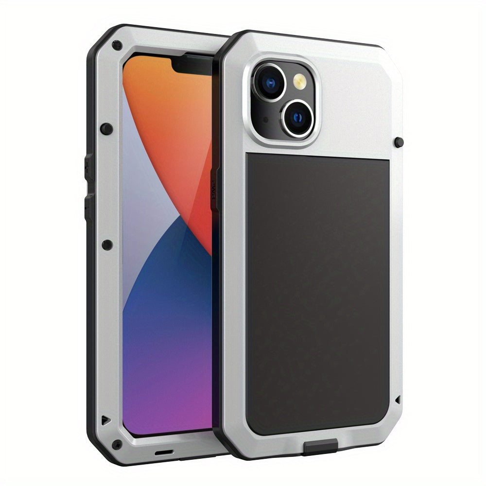 Прочный металлический чехол для телефона с встроенной защитой стеклянного экрана для моделей iPhone