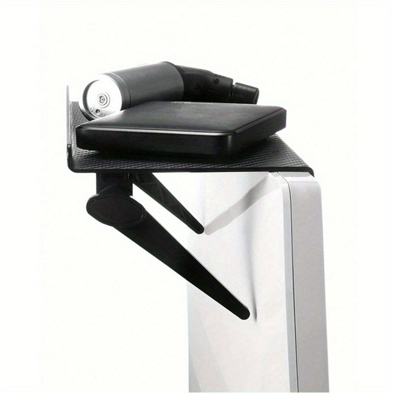 Adjustable Black Shelf for TV Monitor with Media and Office Storage