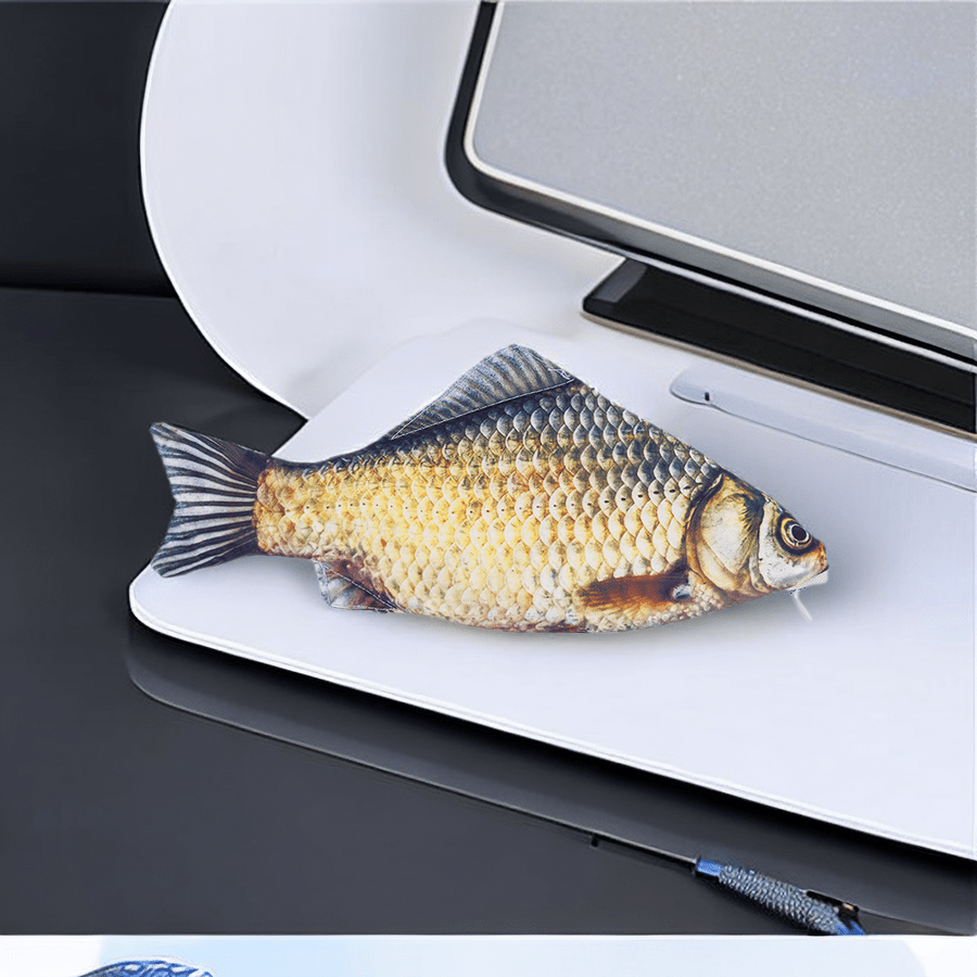 Carp Fish-Shaped Zipper Pouch for Pens Makeup School Supplies
