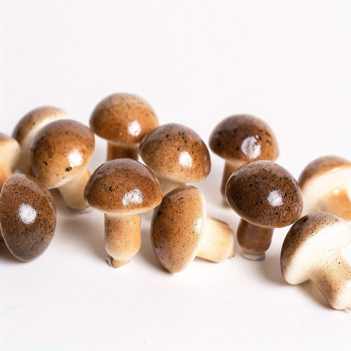 Artificial Foam Mushrooms 12pcs Dark Brown White Spots 1.98cm for Crafts Weddings Parties Decor