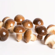 Artificial Foam Mushrooms 12pcs Dark Brown White Spots 1.98cm for Crafts Weddings Parties Decor