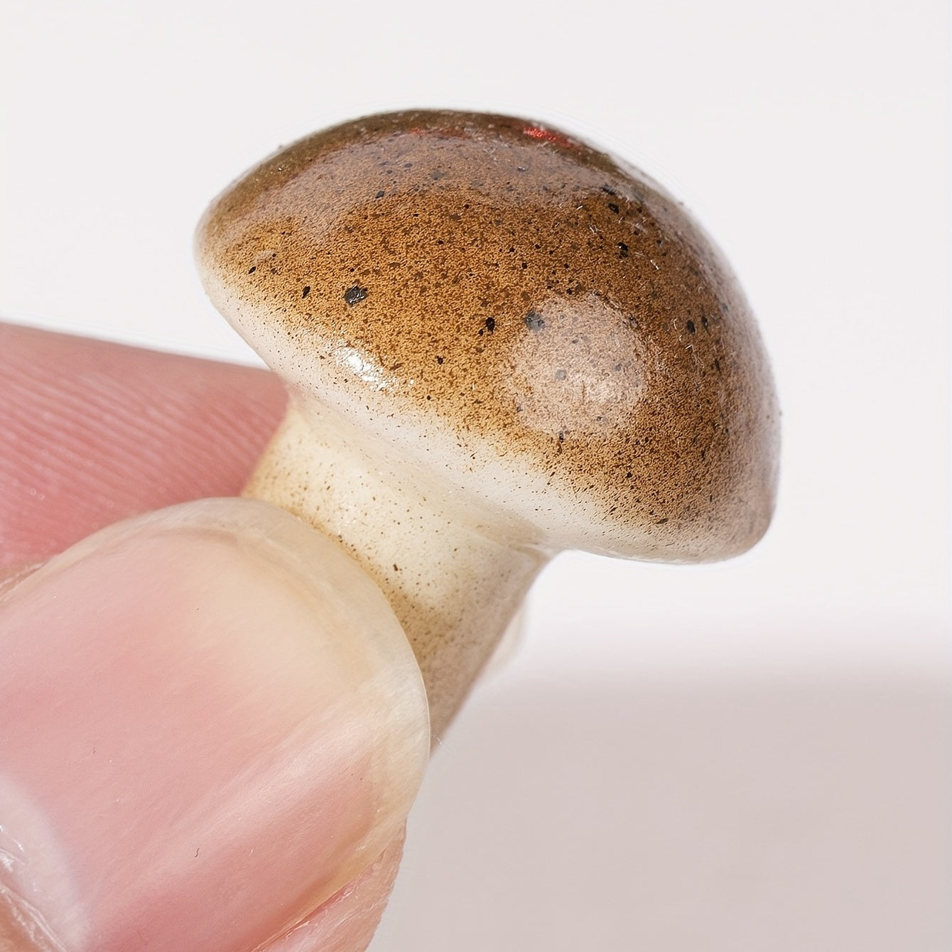 Artificial Foam Mushrooms 12pcs Dark Brown White Spots 1.98cm for Crafts Weddings Parties Decor