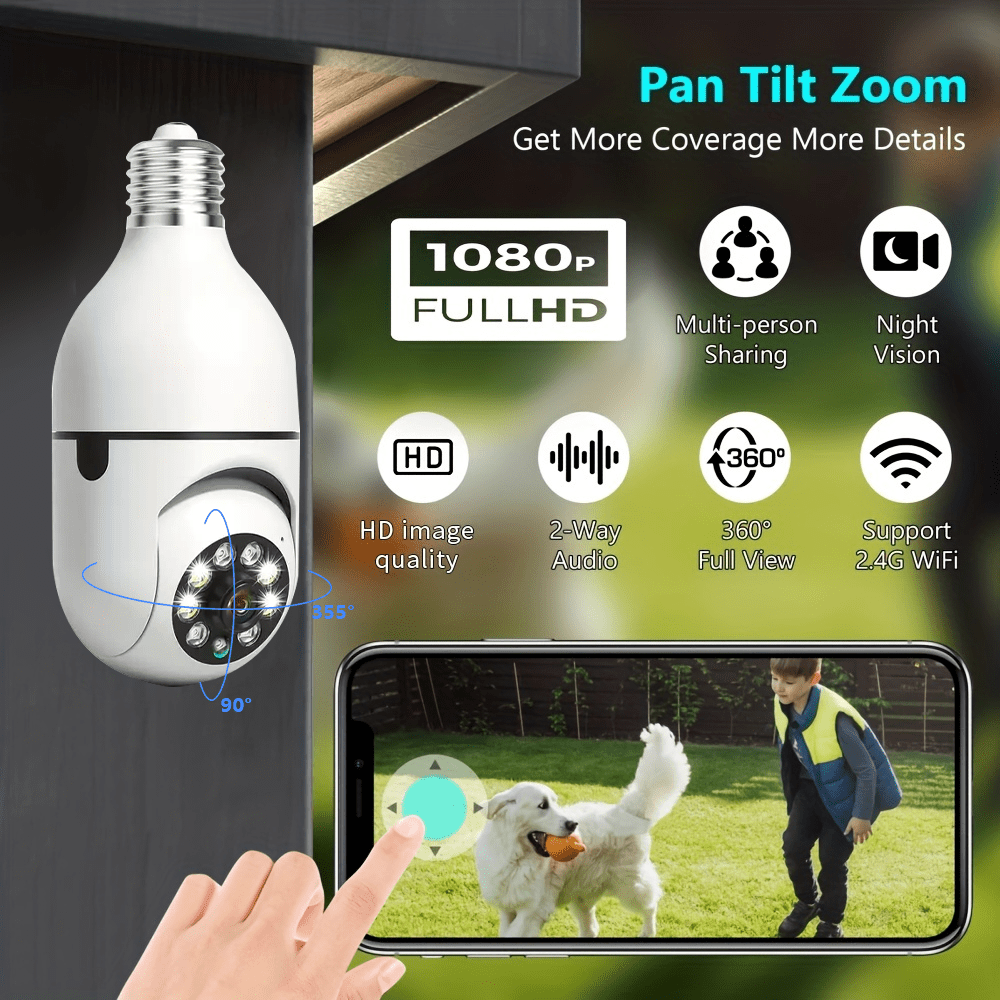Simli Wi-Fi aqlli kamera, 360° panoramali kuzatuv, harakatni aniqlash, tungi ko'rish va ikki tomonlama suhbat bilan. Ichki va tashqi xavfsizlik monitoringi uchun mos.
