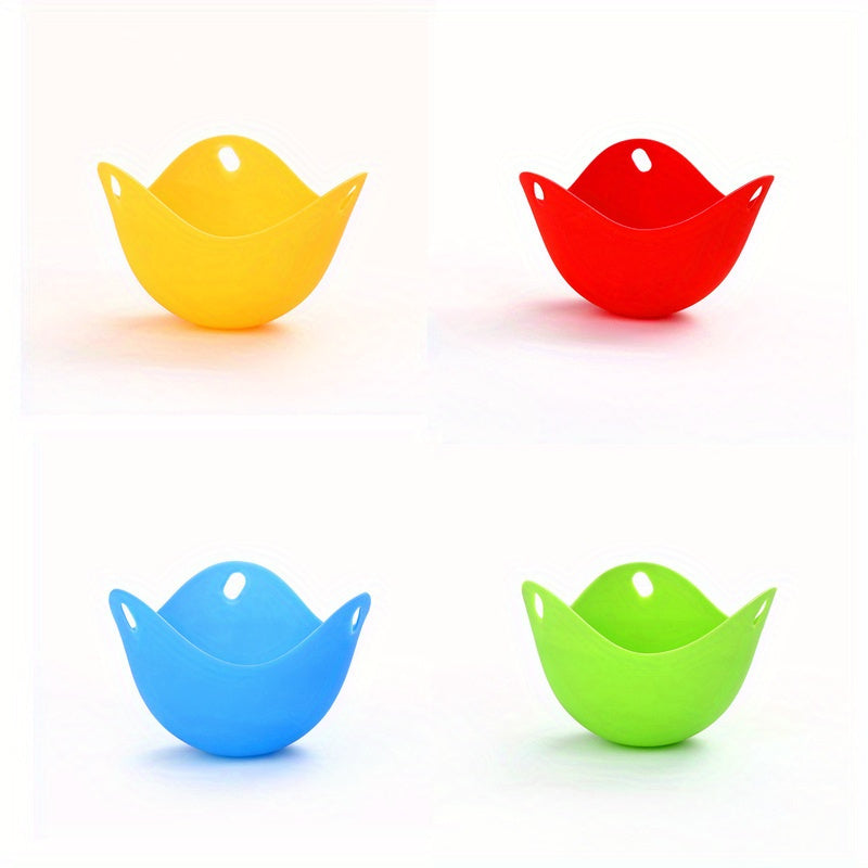 Set of Four Silicone Egg Poachers Non-Stick Microwave Safe Kitchen Tools