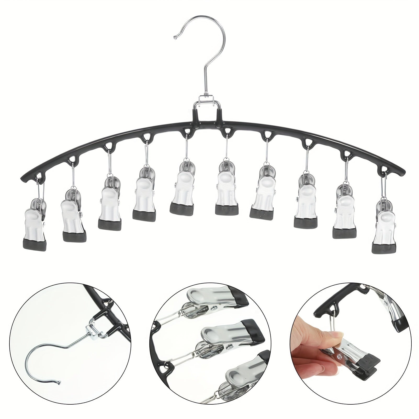 10-Clip Metal Hanger for Jeans Leggings and Hats Space-Saving Durable Multi-Purpose