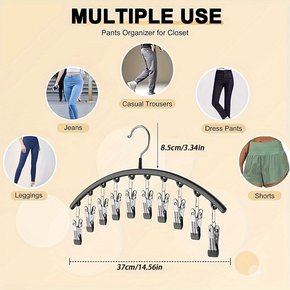 10-Clip Metal Hanger for Jeans Leggings and Hats Space-Saving Durable Multi-Purpose