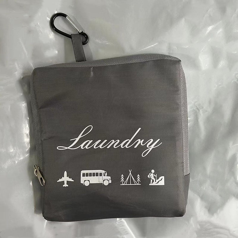 Foldable Laundry Bags with Handles and Aluminum Carabiner for Travel and Camping Black Grey