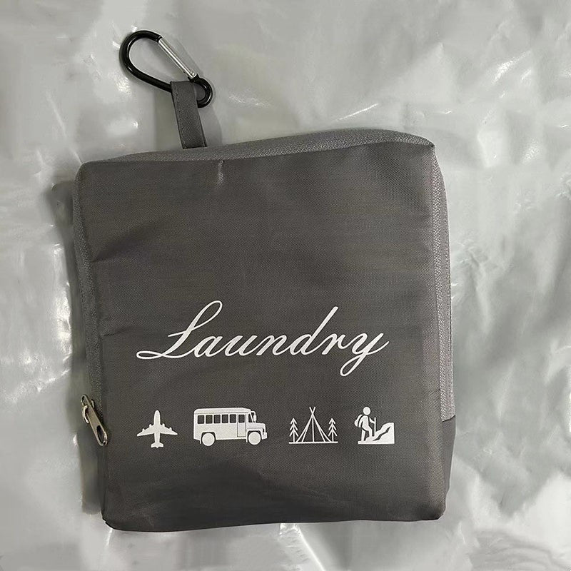 Foldable Laundry Bags with Handles and Aluminum Carabiner for Travel and Camping Black Grey