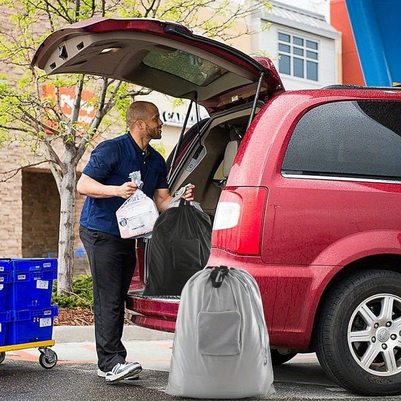 Foldable Laundry Bags with Handles and Aluminum Carabiner for Travel and Camping Black Grey