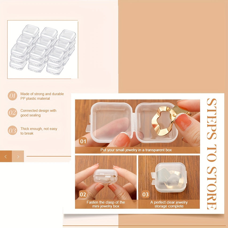 Mini caja de almacenamiento de plástico transparente portátil para joyas y objetos pequeños