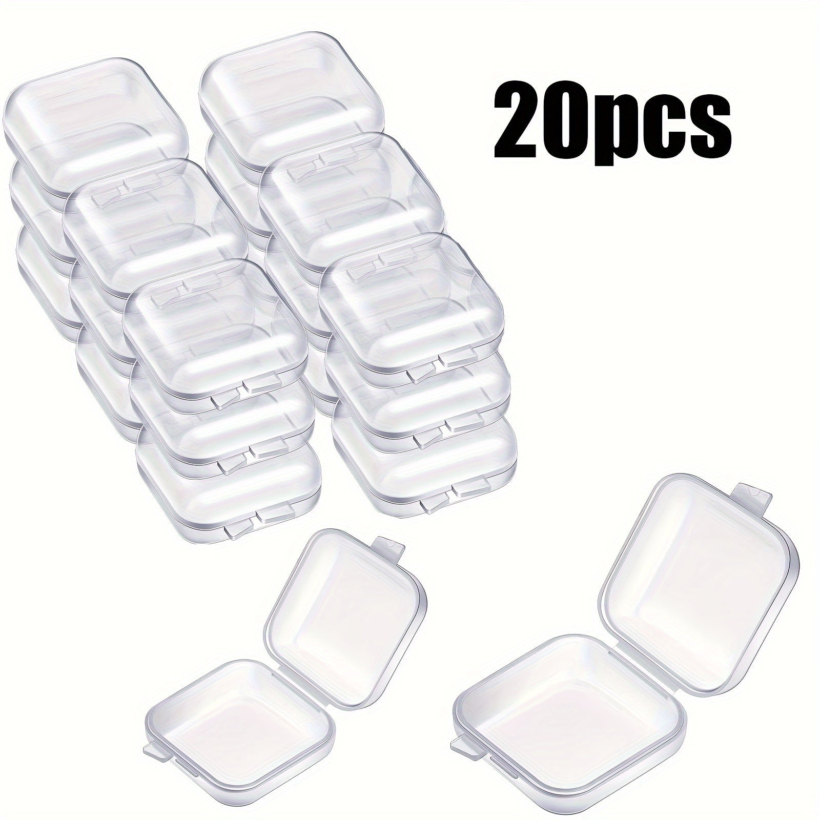 Mini caja de almacenamiento de plástico transparente portátil para joyas y objetos pequeños