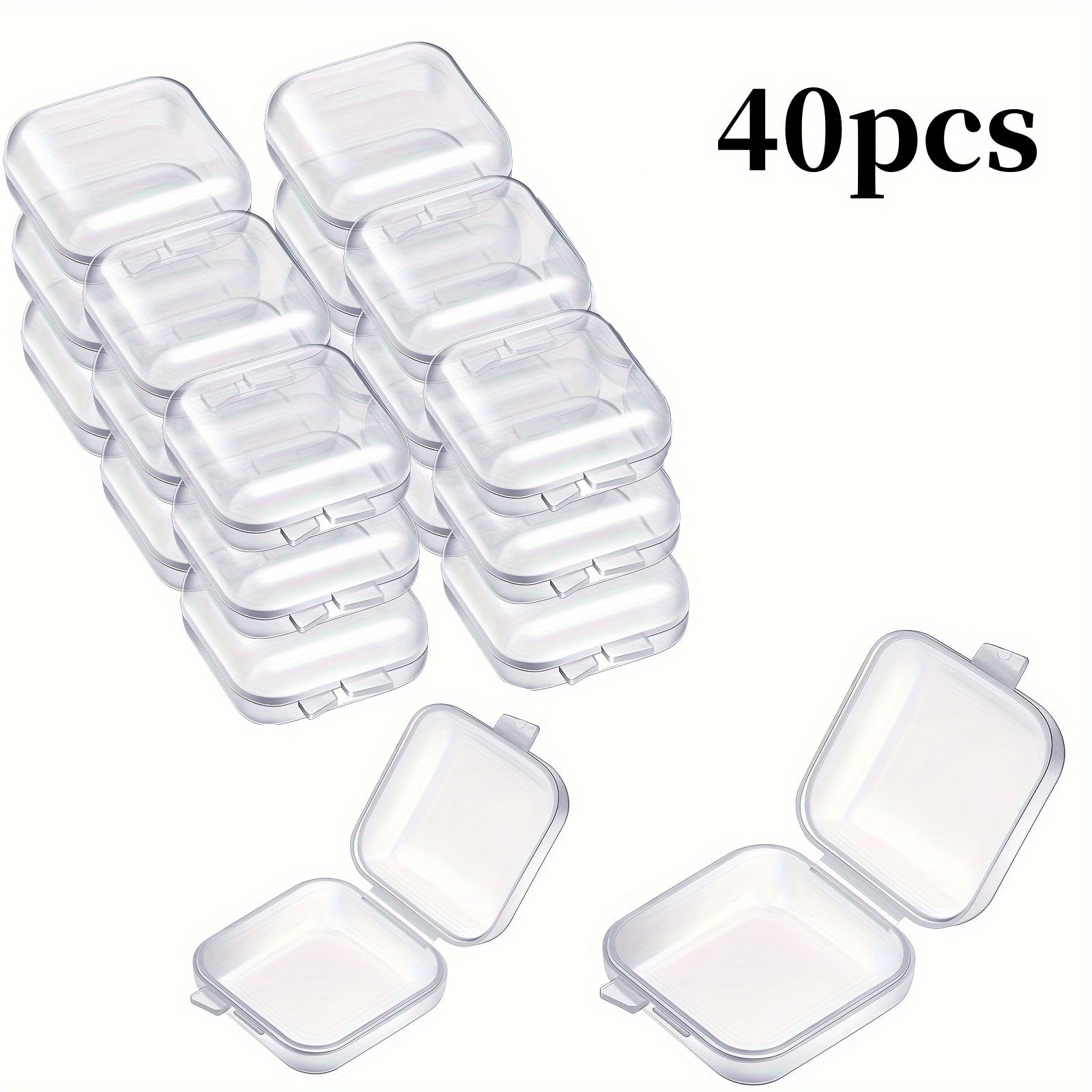 Mini caja de almacenamiento de plástico transparente portátil para joyas y objetos pequeños