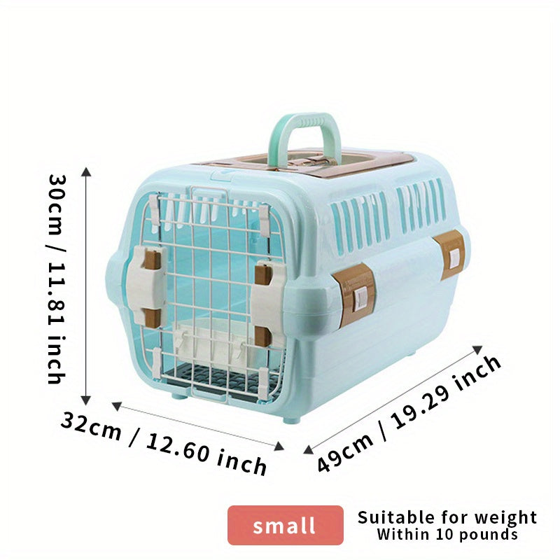 Large Plastic Pet Carrier with Hanging Bowl Diaper Pad and Car Use