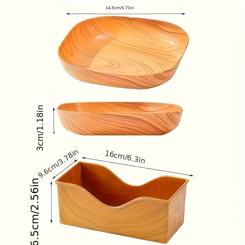 Set of 6 Lightweight Wooden Serving Plates with Stand for Fruits Desserts and Breakfast