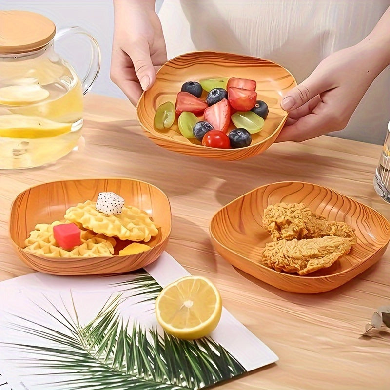Set of 6 Lightweight Wooden Serving Plates with Stand for Fruits Desserts and Breakfast