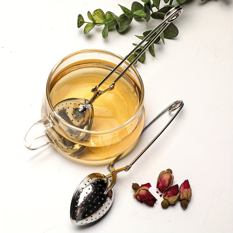 Infusor de té de acero inoxidable en forma de corazón con mango largo para té de hojas sueltas