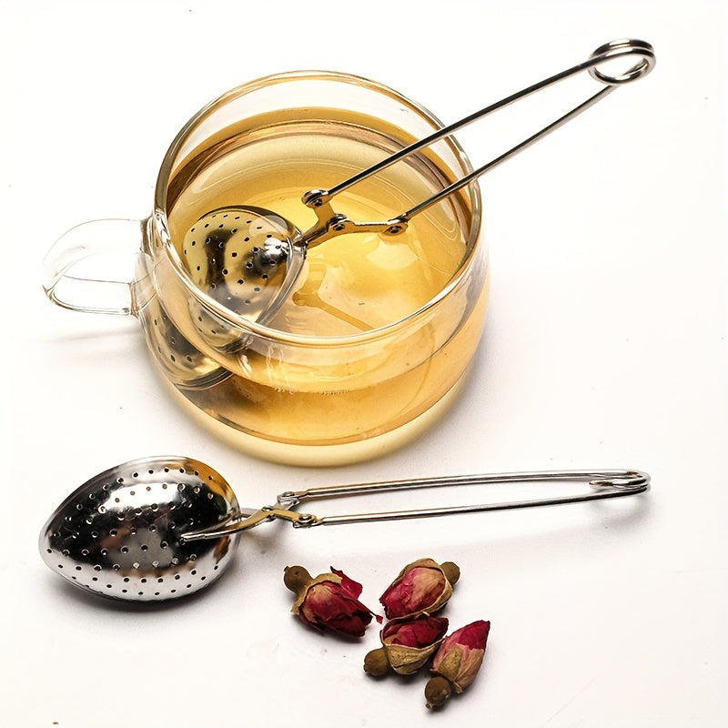 Infusor de té de acero inoxidable en forma de corazón con mango largo para té de hojas sueltas