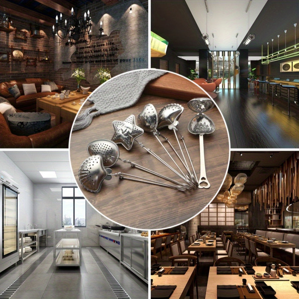 Infusor de té de acero inoxidable en forma de corazón con mango largo para té de hojas sueltas