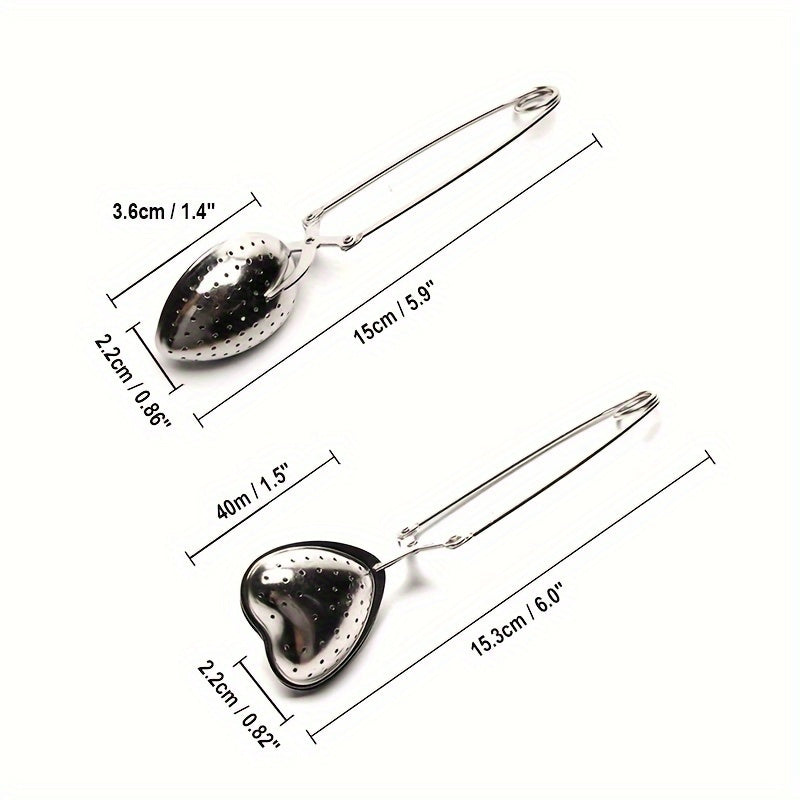 Infusor de té de acero inoxidable en forma de corazón con mango largo para té de hojas sueltas