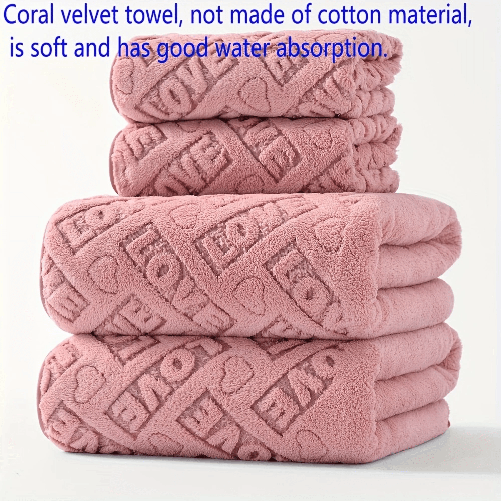 2 dona Coral Velvet yuvinish va vanna to'plami, qo'l sochiqlari va vanna o'rash bilan, 34x75cm yoki 70x140cm