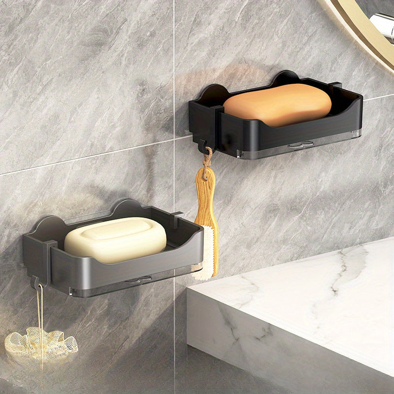 Bathroom Wall Mount Soap Dish with Drain No Drilling Needed