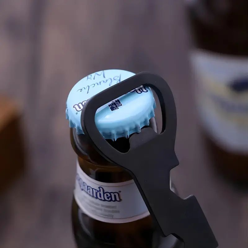 Portable Metal Folding Bottle Opener Black Silver Durable Stylish Gift for Beer Lovers